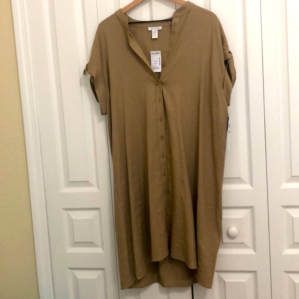 NWT. Tan knee length dress.
